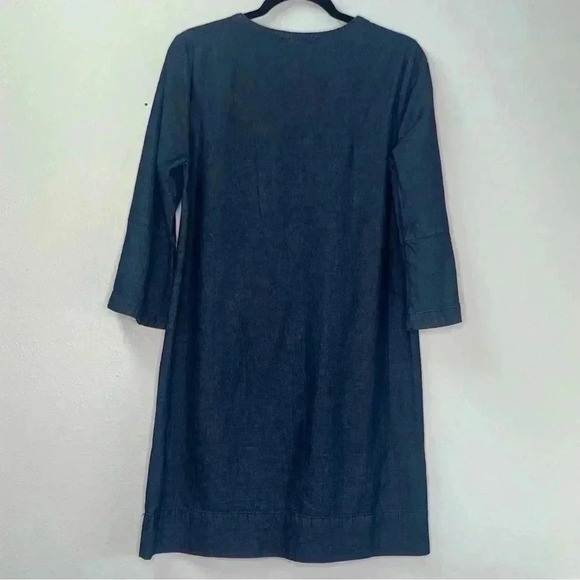 DraperJames Chambray Ruffle Shift Dress Sz 8 - Picture 7 of 14
